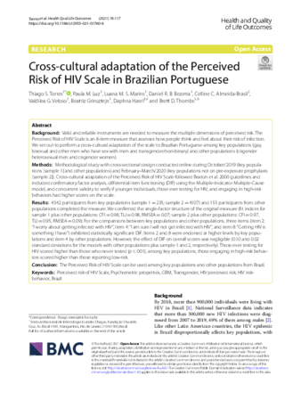 Cross-cultural adaptation of the Perceived Risk of HIV Scale in Brazilian Portuguese thumbnail