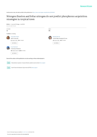 Nitrogen fixation and foliar nitrogen do not predict phosphorus acquisition strategies in tropical trees thumbnail