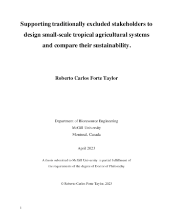 Supporting traditionally excluded stakeholders to design small-scale tropical agricultural systems and compare their sustainability thumbnail