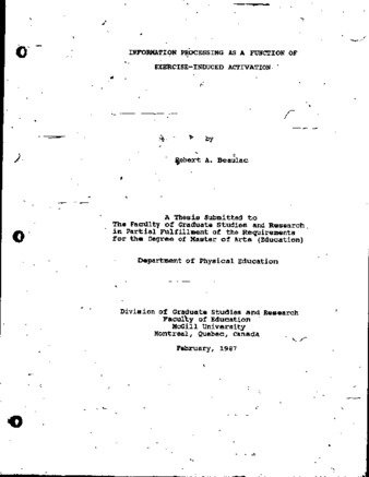 Information processing as a function of exercise-induced activation thumbnail