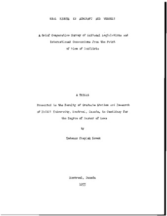 Real Rights in Aircraft and Vessels. thumbnail