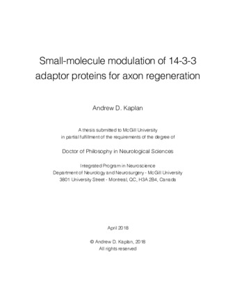 Small-molecule modulation of 14-3-3 adaptor proteins for axon regeneration thumbnail