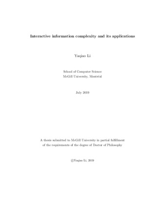 Interactive information complexity and its applications thumbnail