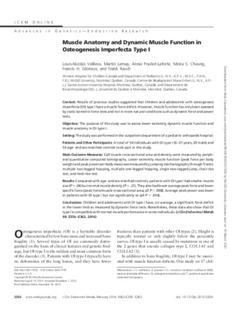 Muscle Anatomy and Dynamic Muscle Function in Osteogenesis Imperfecta Type I thumbnail