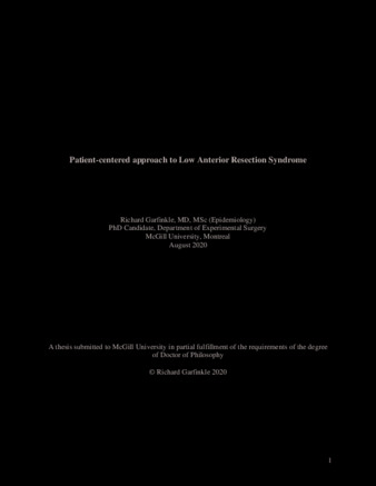 Patient-centered approach to Low Anterior Resection Syndrome thumbnail