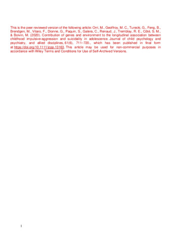 Contribution of genes and environment to the longitudinal association between childhood impulsive-aggression and suicidality in adolescence thumbnail