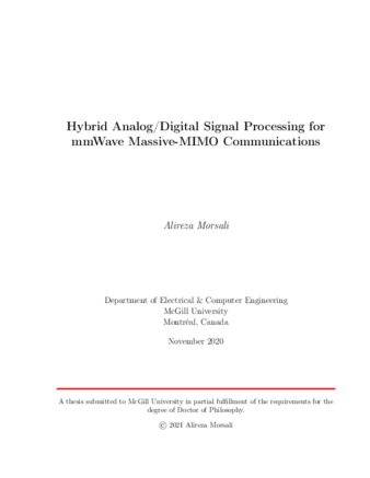 Hybrid analog/digital signal processing for mmWave massive-MIMO communications thumbnail