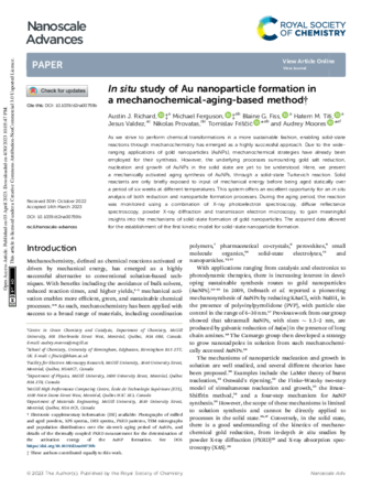 In situ study of Au nanoparticle formation in a mechanochemical-aging-based method thumbnail