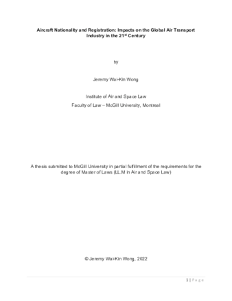 Aircraft Nationality and Registration: Impacts on the Global Air Transport  Industry in the 21st Century thumbnail