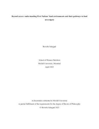 Beyond access: understanding First Nations’ food environments and their pathways to food sovereignty thumbnail