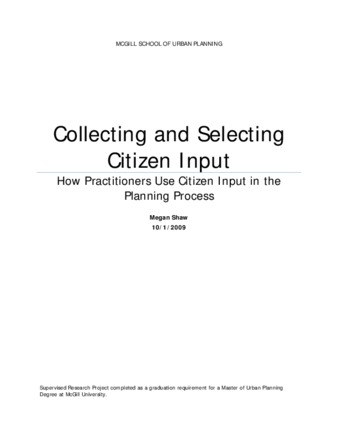 Collecting and Selecting Citizen Input: How practitioners use citizen input in the planning process thumbnail