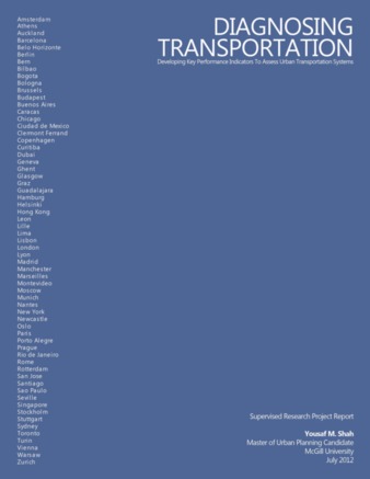 Diagnosing transportation: developing key performance indicators to assess urban transportation systems thumbnail