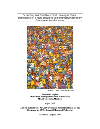 Democracy and social movement learning in Ghana: reflections on 15 years of learning in the democratic terrain by Ghanaian activist-educators thumbnail