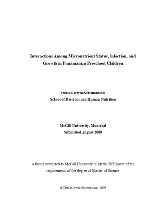 Interactions among micronutrient status, infection, and growth in Panamanian preschool children thumbnail