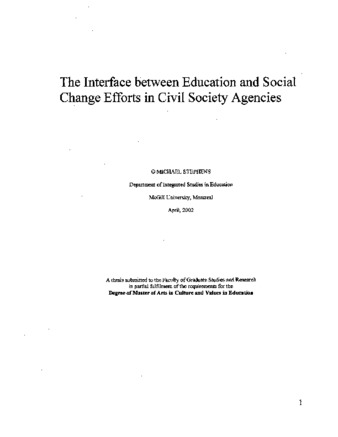 The interface between education and social change efforts in civil society agencies / thumbnail