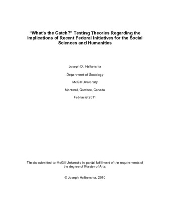 "What's the catch?" Testing theories regarding the implications of recent federal initiatives for the social sciences and the humanities thumbnail