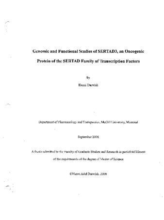 Genomic and functional studies of SERTAD3, an oncogenic protein of the SERTAD family of transcription factors thumbnail