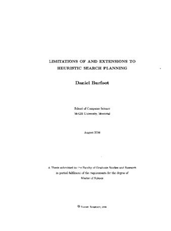 Limitations of and extensions to heuristic search planning thumbnail