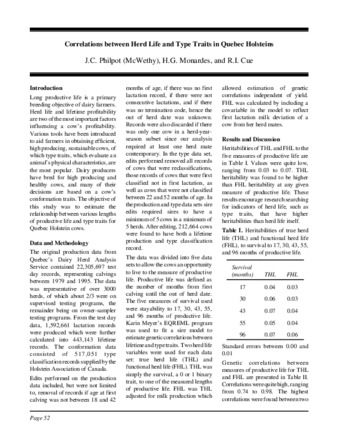 Correlations between Herd Life and Type Traits in Quebec Holsteins thumbnail