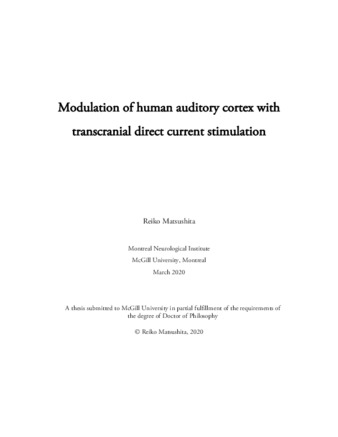 Modulation of human auditory cortex with transcranial direct current stimulation thumbnail