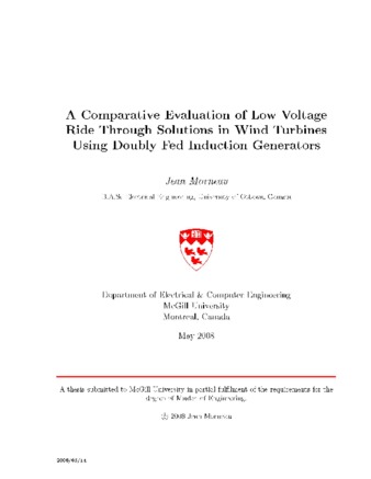 A comparative evaluation of low voltage ride through solutions in wind turbines using doubly fed induction generators thumbnail