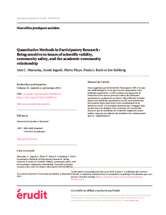 Being sensitive to issues of scientific validity, community safety, and the academic-community relationship thumbnail