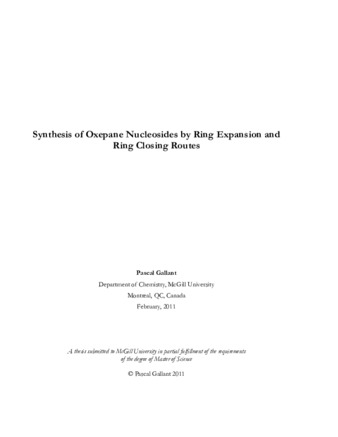 Synthesis of oxepane nucleosides by ring expansion and ring closing routes thumbnail