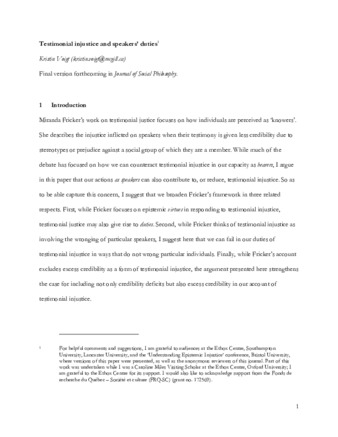 Testimonial injustice and speakers’ duties thumbnail