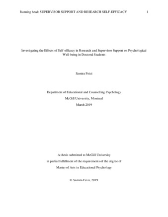 Investigating the effects of self-efficacy in research and supervisor support on psychological well-being in doctoral students thumbnail