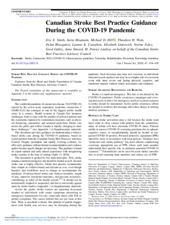Canadian Stroke Best Practice Guidance During the COVID-19 Pandemic thumbnail