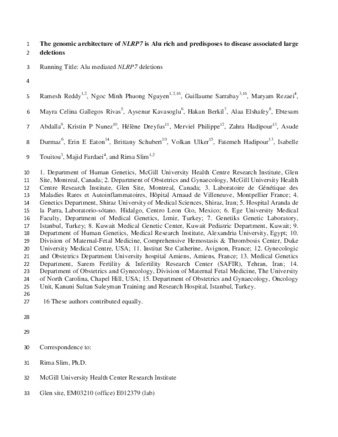 The genomic architecture of NLRP7 is Alu rich and predisposes to disease-associated large deletions thumbnail