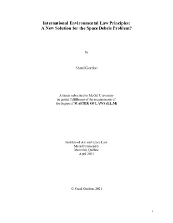 International environmental law principles: a new solution for the space debris problem? thumbnail