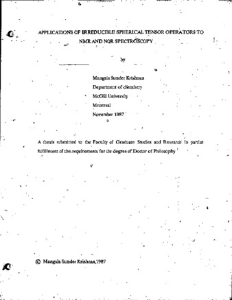 Applications of irreducible spherical tensor operators to NMR and NQR spectroscopy thumbnail