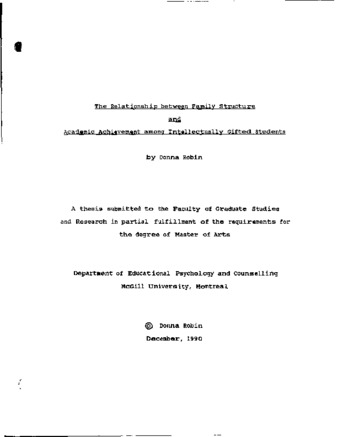 The relationship between family structure and academic achievement among intellectually gifted students / thumbnail