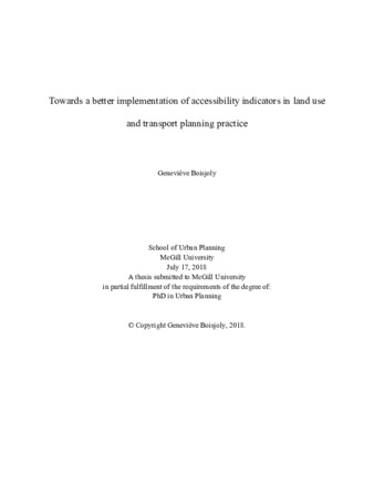 Towards a better implementation of accessibility indicators in land use and transport planning practice thumbnail