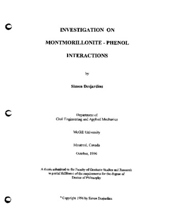 Investigation on Montmorillonite-Phenol Interactions thumbnail