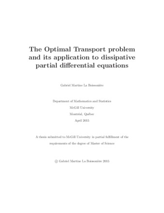 The optimal transport problem and its application to dissipative partial differential equations thumbnail