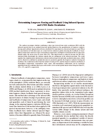 Determining Longwave Forcing and Feedback Using Infrared Spectra and GNSS Radio Occultation thumbnail