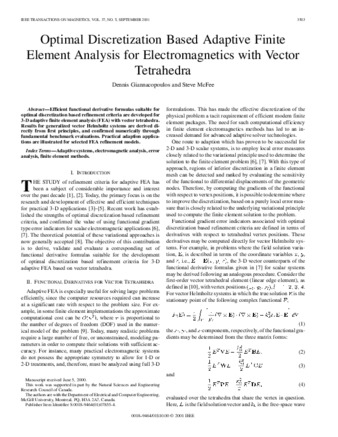 Optimal discretization based adaptive finite element analysis for electromagnetics with vector tetrahedra thumbnail