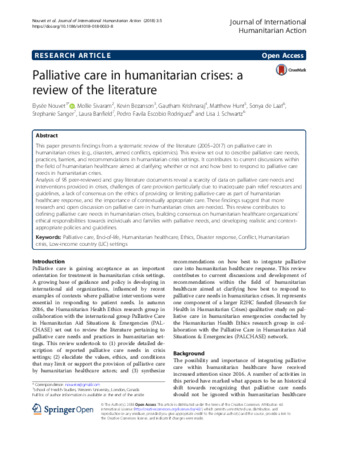 Palliative care in humanitarian crises: a review of the literature thumbnail