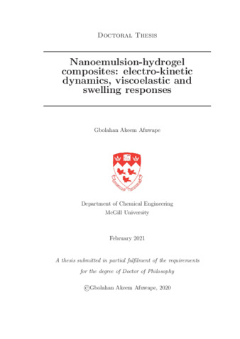 Nanoemulsion-hydrogel composites; electro-kinetic dynamics, viscoelastic and swelling responses thumbnail