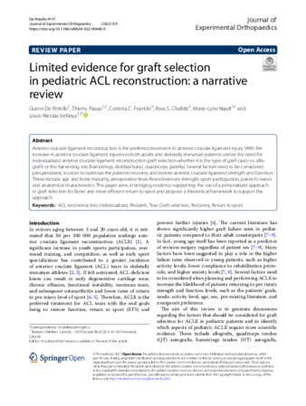Limited evidence for graft selection in pediatric ACL reconstruction: a narrative review thumbnail