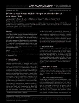 INVEX—a web-based tool for integrative visualization of expression data thumbnail