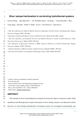 Silver isotope fractionation in ore-forming hydrothermal systems thumbnail