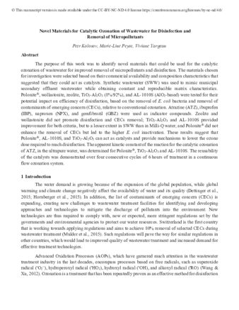 Novel materials for catalytic ozonation of wastewater for disinfection and removal of micropollutants thumbnail