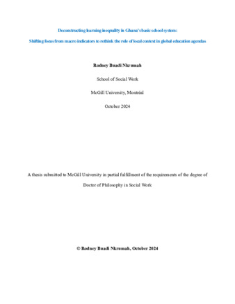 Deconstructing learning inequality in Ghana’s basic school system: Shifting focus from macro indicators to rethink the role of local context in global education agendas thumbnail