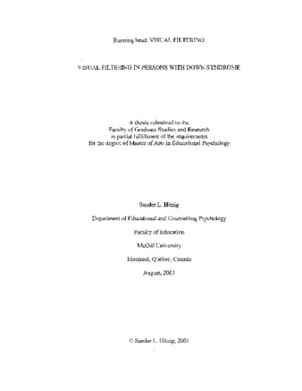 Visual filtering in persons with Down syndrome thumbnail