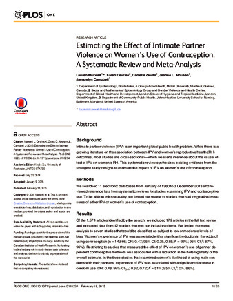 Estimating the Effect of Intimate Partner Violence on Women’s Use of Contraception: A Systematic Review and Meta-Analysis thumbnail