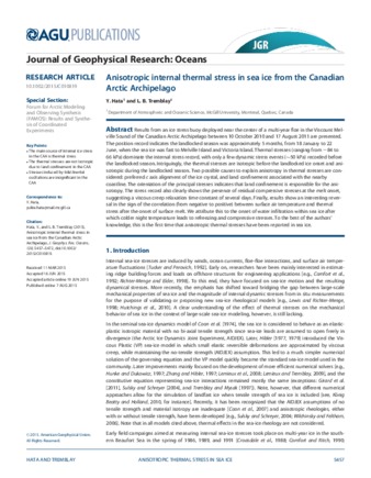 Anisotropic internal thermal stress in sea ice from the Canadian Arctic Archipelago thumbnail