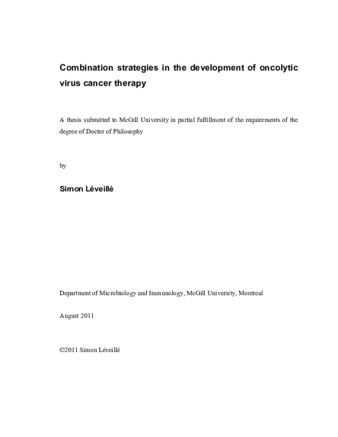 Combination strategies in the development of oncolytic cancer therapy thumbnail